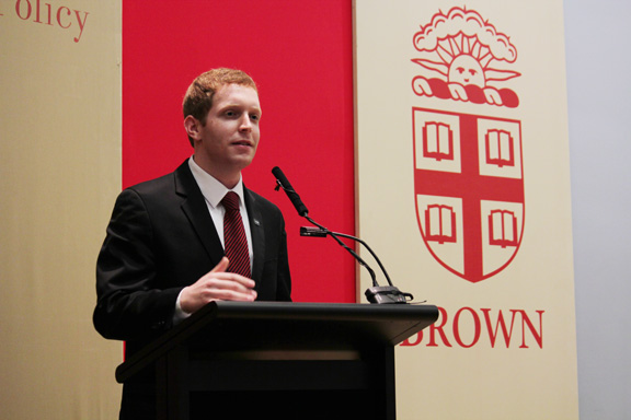 Alex Morse '11 speaks at Brown on February 14, 2012