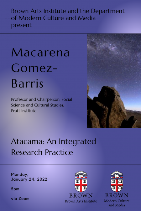 Macarena Gomez-Barris to speak about Atacama: An Integrated Research Practice.