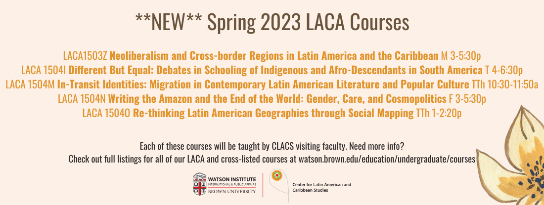 Click on this banner to access a list of Spring 2023 LACA courses, including new offerings!