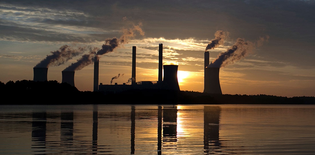 Power plants sunset