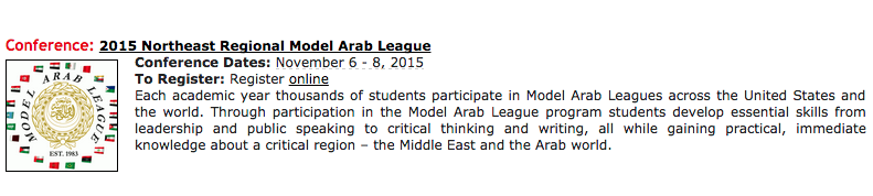 Conference: 2015 Northeast Regional Model Arab League