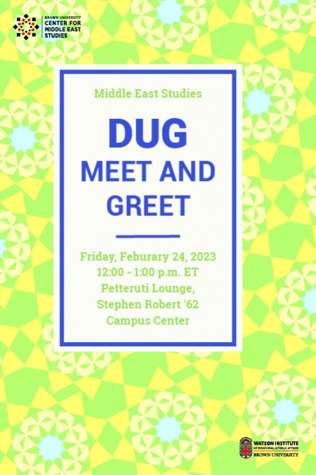 DUG meet and greet. February 24 from 12-1pm in the Petteruti Lounge, Stephen Robert '62 Campus Center