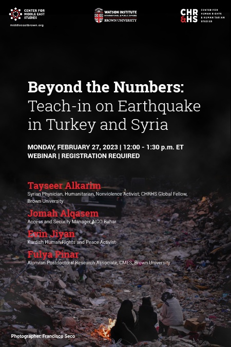 Beyond the Numbers: teach in on Earthquake in Turkey and Syria. February 27 at noon. Webinar - registration required. 