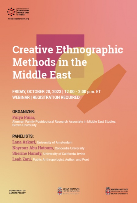 Creative Ethnographic event poster. October 20 at 12:00 pm on zoom 