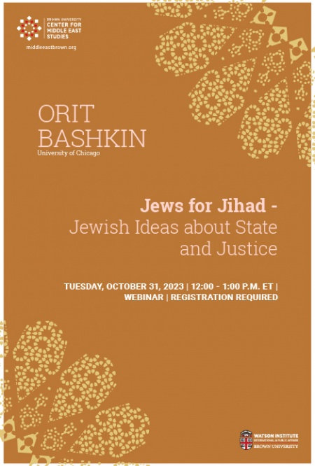 Orit Bashkin Event Poster. October 31 at 12pm EST