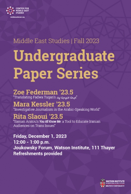 Fall 2023 Undergraduate Paper Series