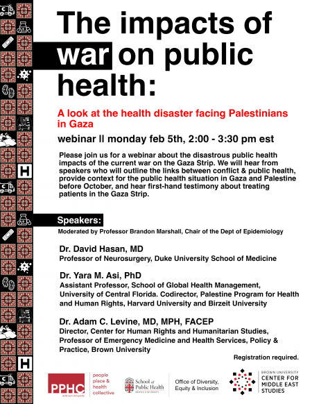 SPH Webinar (Health Disaster in Gaza) Poster