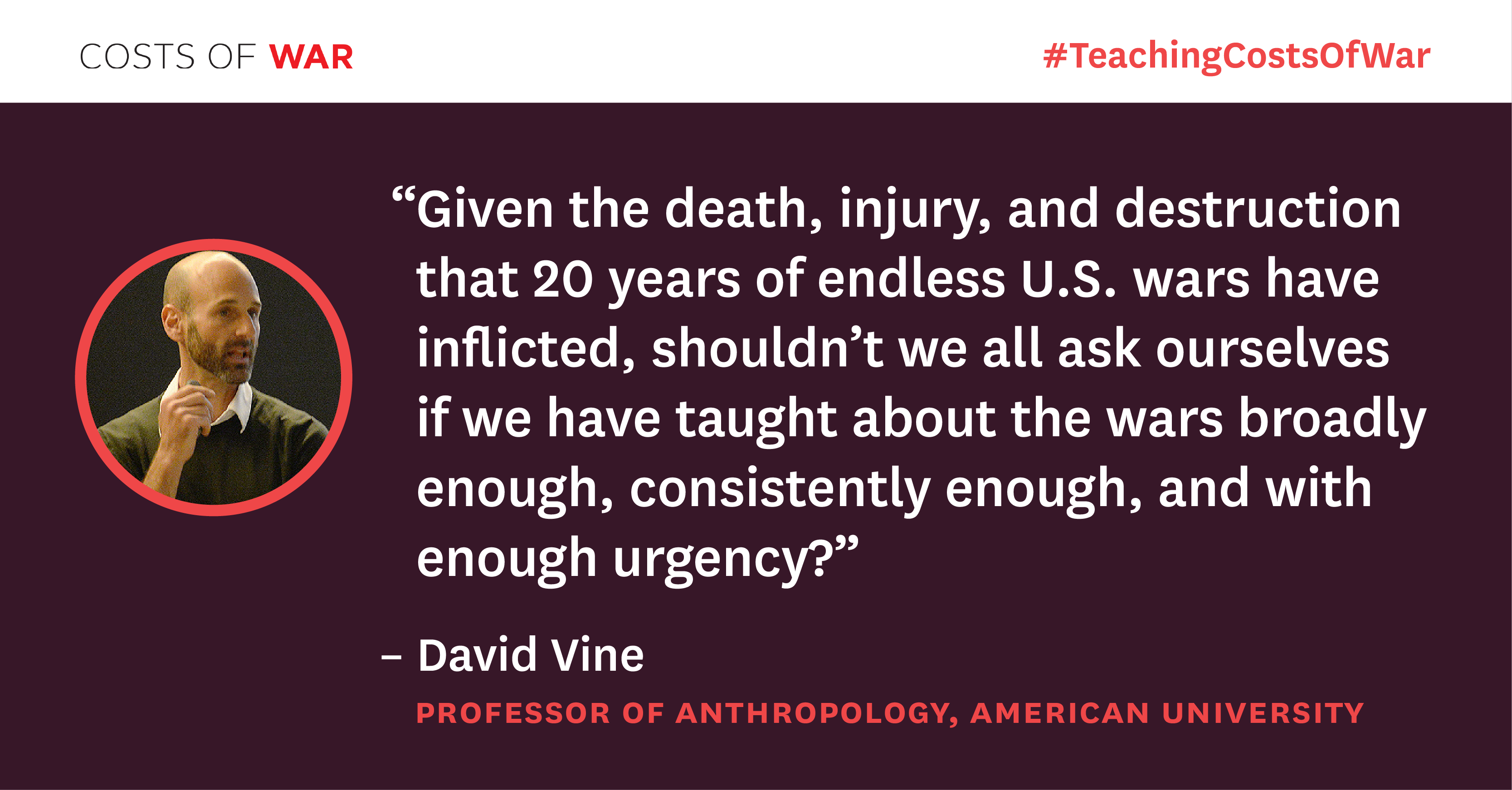 David Vine, Teaching Costs of War