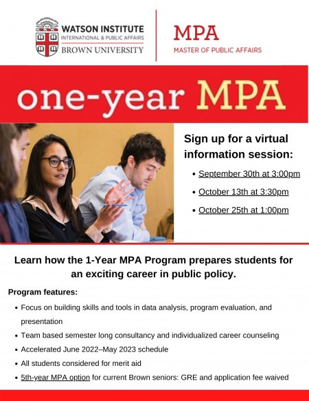 One-Year MPA Program flyer 