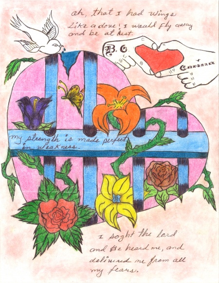 hand-drawn heart with prison bars