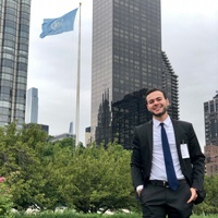 Felipe in front of the UN in New York City 