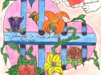 hand-drawn heart with prison bars