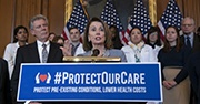 Nancy Pelosi makes an announcement on healthcare