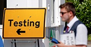 Large yellow "Testing" sign 