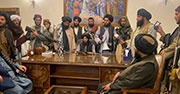 Taliban fighters in Afghan presidential palace