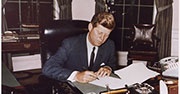 JFK signing the quarantine proclamation