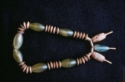 Necklace from Mohenjo-daro made from gold, agate, jasper, steatite and green stone.