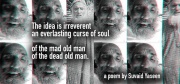 collage made of up several photos of elderly man's face with a quote from poem